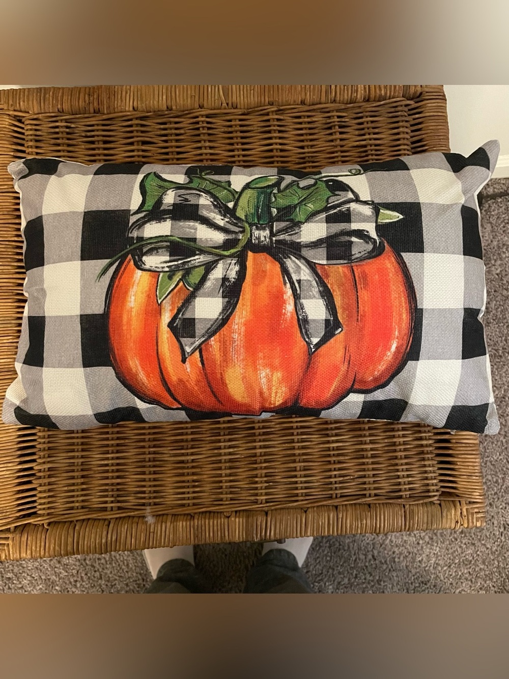 Buffalo Plaid Pumpkin Fall/Thanksgiving Pillow Cover With Pillow